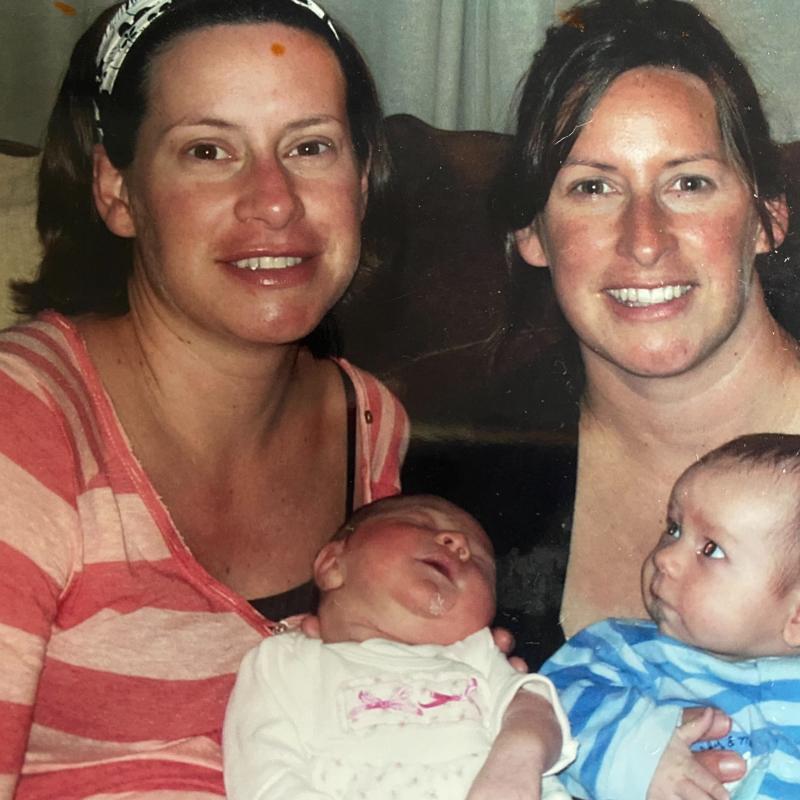 Erica and Joy with babies